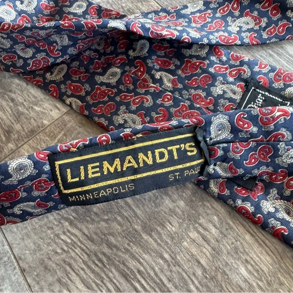 Vintage Christian Dior Paisley Navy and Red Silk Tie